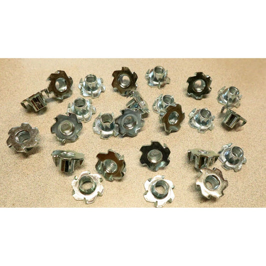 Steel TEE NUTS 3/8-18 X 7/16   6 Claw Prongs (25) Round Base