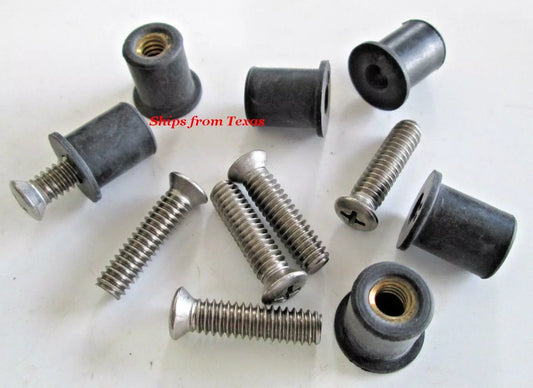 Roof Rack Machine Stainless Steel Screws & Rubber Well Nuts 1/4"-20